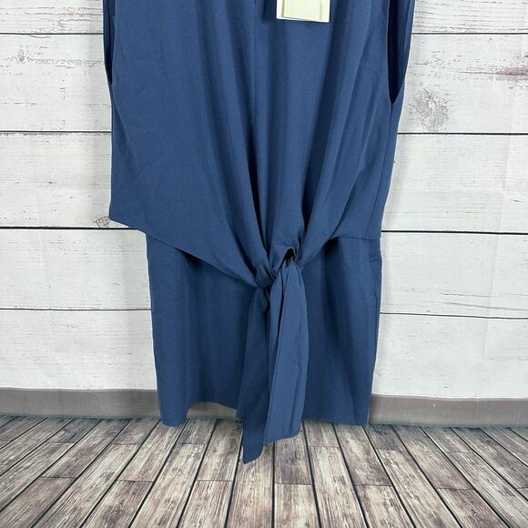 Tibi Dress Womens 8 Blue Navy Dot Tie Waist Square Neck Costal Beach - Picture 3 of 15